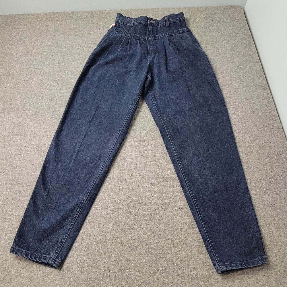 Vintage Lee Jeans Womens 9 Blue Pleated Yoked Tapered Denim Made‎ USA 80s NWT